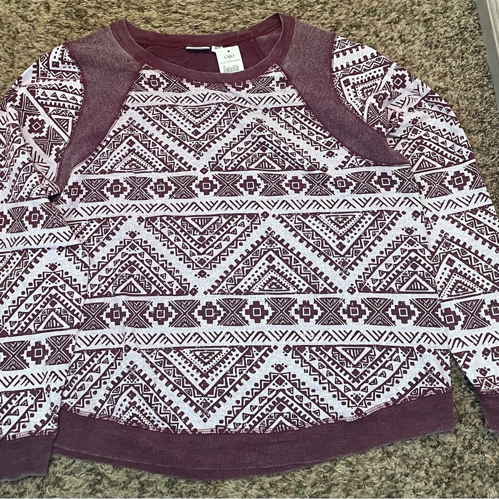 NWT Maroon Cato Aztec Sweatshirt
